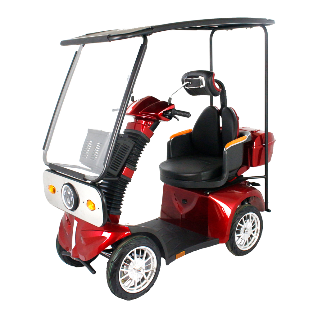 GIO Tron 4-Wheeled Smart Mobility Scooter with Roof  - Red